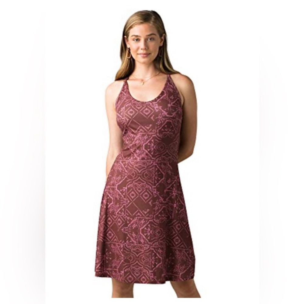 prAna Burgundy Pink Racerback Travel Dress w/ Pocket Size Small - Picture 2 of 9